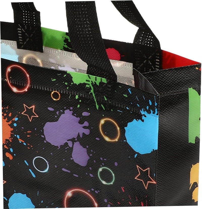 أكياس هدايا غير منسوجة من النيون بمقابض 10 قطع، أكياس حلوى لحفلات الأطفال لأعياد الميلاد وهالوين - Image 3